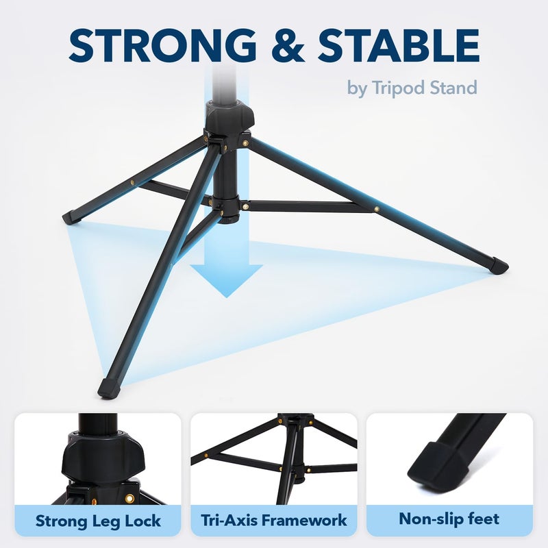 RELMITALL Hair Dryer Stand – Heavy Duty 26-74 Inch Adjustable Blow Dryer Holder with Non-Slip Tripod and Universal Clip – Hands Free for Frozen Shoulder, Arthritis, and Wrist Pain Relief - Image 5
